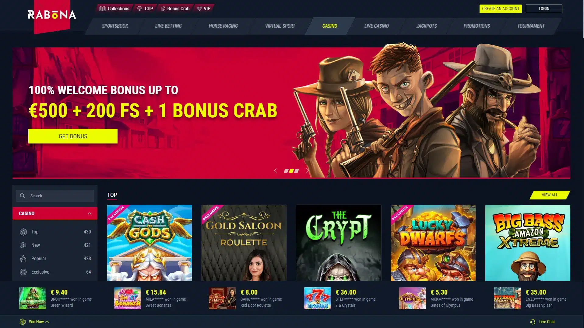 Promotions and Bonuses at Rabona Casino