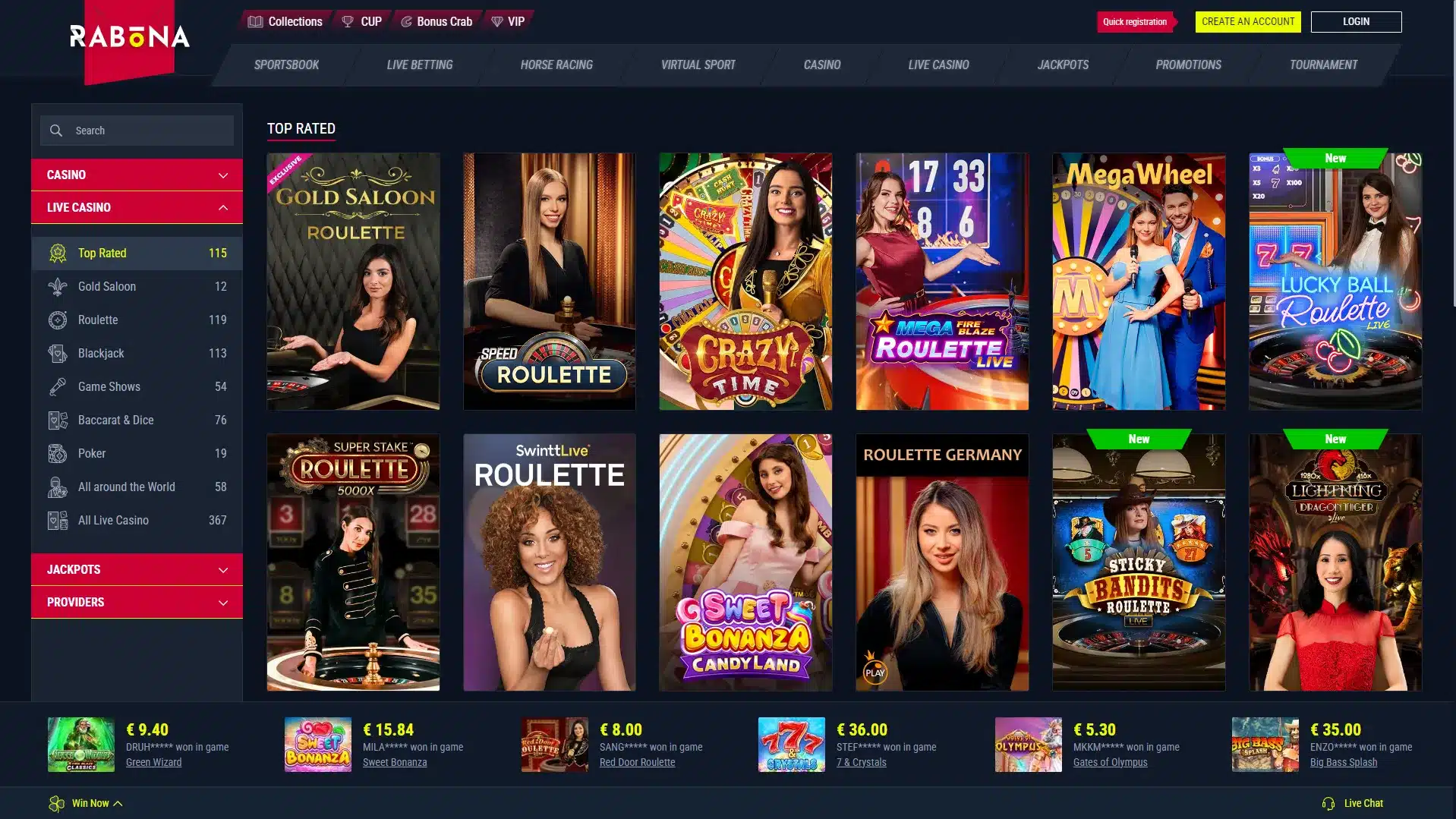 Rabona Casino Review